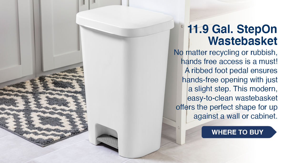 11.9 Gal. StepOn Wastebasket No matter recycling or rubbish, hands free access is a must!