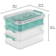 12 Inch 3-Layer Plastic Portable Storage Box, Multipurpose Clear Craft  Storage Case, Sewing Supplies Organizer for Home, School, Office, First Aids