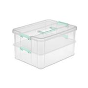 Plastic Storage Bins Stackable, Durable Organizing Container with Handles,  Pack of 4 Portable Clear Plastic Bins, BPA Free Organization Pantry Storage