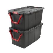 Black Lid & Base w/Racer Red Handle & Latches 4 Pack Sterilite 14699002 40 Gallon/151 Liter Wheeled Industrial Tote