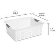 Sterilite Medium Ultra Indoor Home Plastic Storage Organizer Basket  Container with Contoured Handles for Cabinets, Shelves, Black (18 Pack)