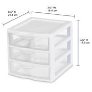 Clear 3 Drawer Storage Box, Small 8.5 X 7.25 X 6.875 2073 Clear