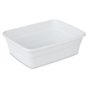 Box of 6 White Sterite Plastic Wash Tubs Book Bins New Dish Pan Never USed 
