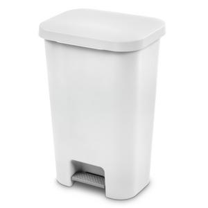 Sterilite 13 Gal Swing Top Lidded Wastebasket Kitchen Trash Can, White (4 Pack)