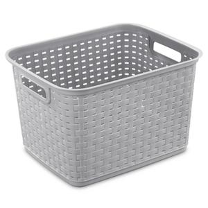 Weaving Plastic Storage Baskets Bins Organizer with Handles