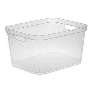 Sterilite 9.5 x 6.5 x 4 Inch Small Open Scoop Front Clear Storage Bin with  Comfortable Carry Through Handles for Household Organization (48 Pack)