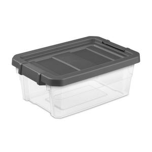 Sterilite Large FlipTop, Stackable Small Storage Bin with Hinging Lid,  Plastic Container to Organize Desk at Home, Classroom, Office, Clear,  24-Pack