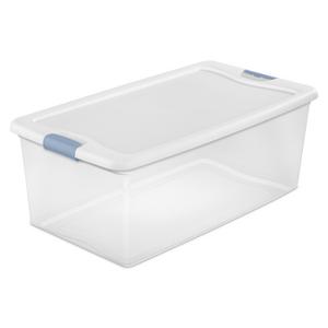 Superio Clear Storage Bins with Lid Stackable Plastic Deep Storage Latch Box with Snap Lock Closure (3 quart)