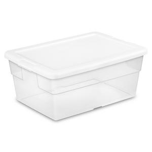 Sterilite 6 Quart Clear Plastic Stacking Storage Container Tote With White  Lid For Garage, Kitchen, And Closet Organization : Target