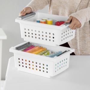 Sterilite Medium Plastic Stackable Storage Organizer Basket Bin, White (10  Pack), 1 Piece - Harris Teeter