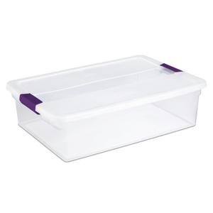 Sterilite 32 Qt Gasket Box, Stackable Storage Bin with Latching Lid and  Tight Seal, Plastic Container to Organize Basement, Clear Base and Lid,  4-Pack