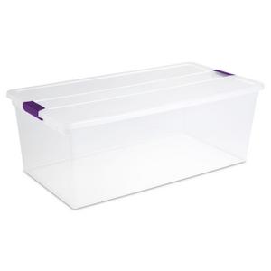 Sterilite 66qt ClearView Latch Box Clear with Purple Latches