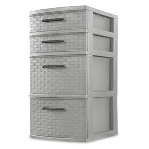 Sterilite 2622 - 4 Drawer Weave Tower Cement 26226A02