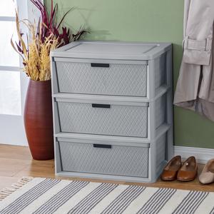 4430  - Wide 3 Drawer Cross-Weave Tower