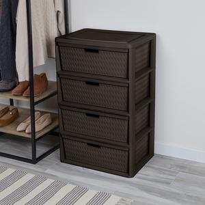 4440  - Wide 4 Drawer Cross-Weave Tower