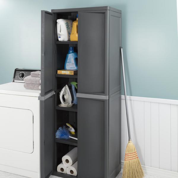 Sterilite 0142 4 Shelf Cabinet Flat Gray 01423v01