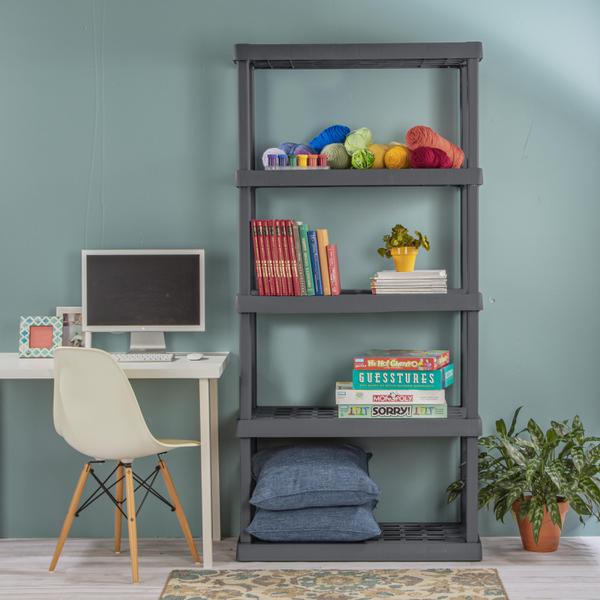 Details about   Sterilite 5 Shelf Unit Flat Gray Will Not Dent Chip Peel Or Rust Plastic 