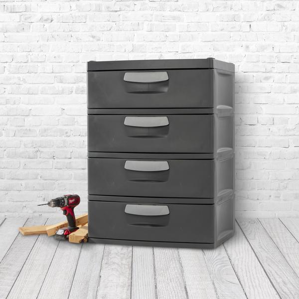 Details about   Cabinets Sterilite 4 Drawer Unit Flat Gray 