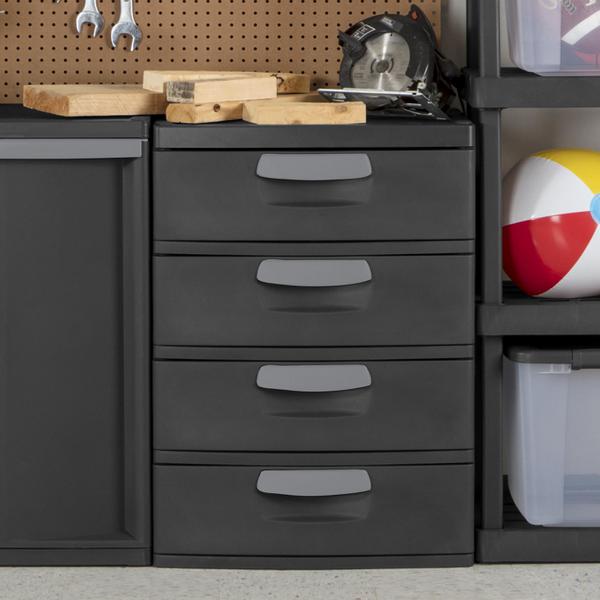 4 Drawer Plastic Cabinet Storage Organizer Unit Heavy Duty Garage Closet Chest 