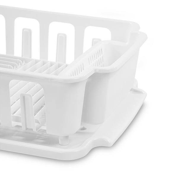 Sterilite 2-Piece Dish Drainer Sink Set, White, 21x14.75x6 Inches –  ShopBobbys