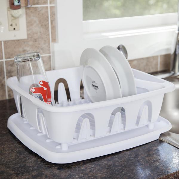 Sterilite 2-Piece Dish Rack Dish Drainer Set, White – DaysMarketplace