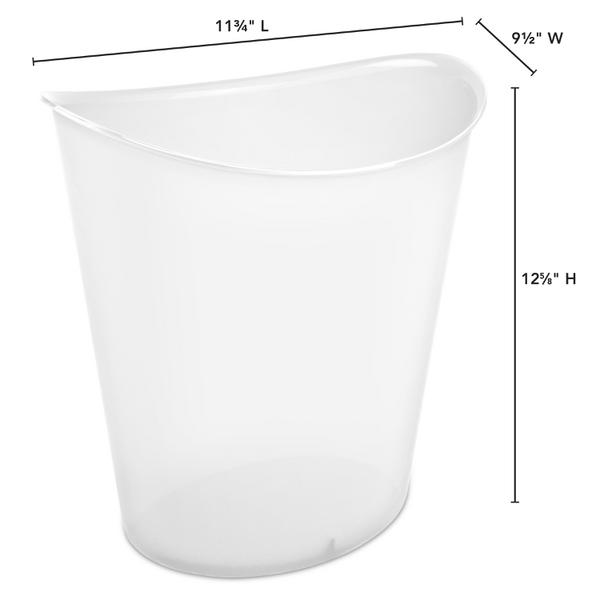 S-1031-CL Sterilite Plastic 3 Gallon Oval Wastebasket - Clear