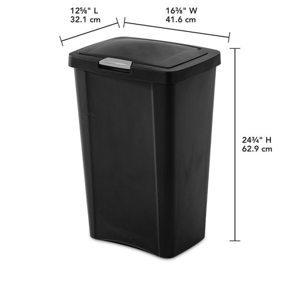 Trash Can Garbage 13 Gallon Bin Touch Lid Spring Loaded Kitchen Black Tall  Slim