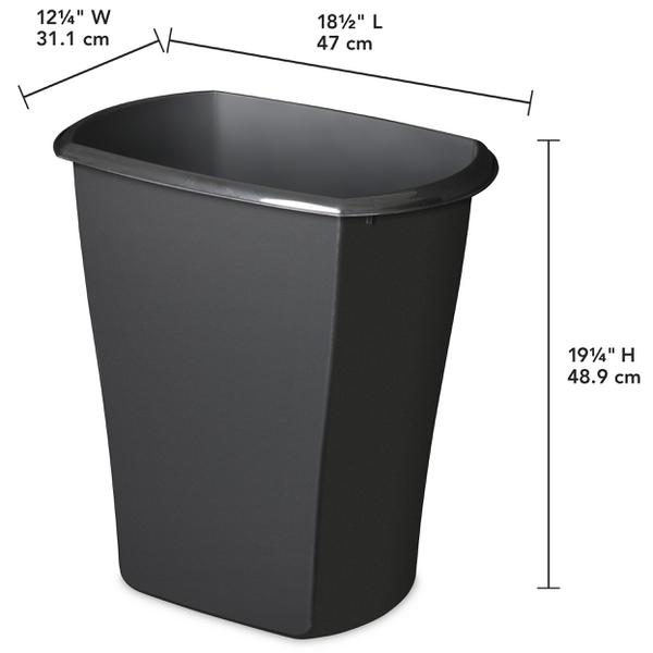Black 6 Pack Sterilite 10539006 10 Gallon Ultra Plastic Wastebasket Trash Can 