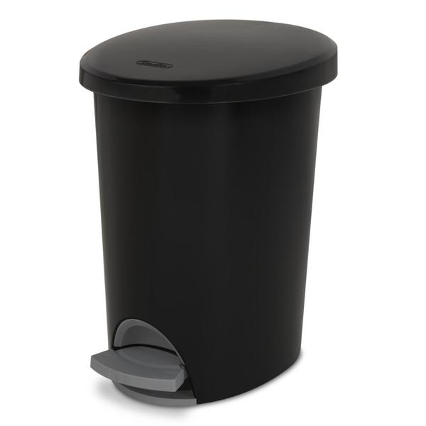 Sterilite Step On Wastebasket Garbage Trash Can 1094 D Shape 6.6 Gallon Black 