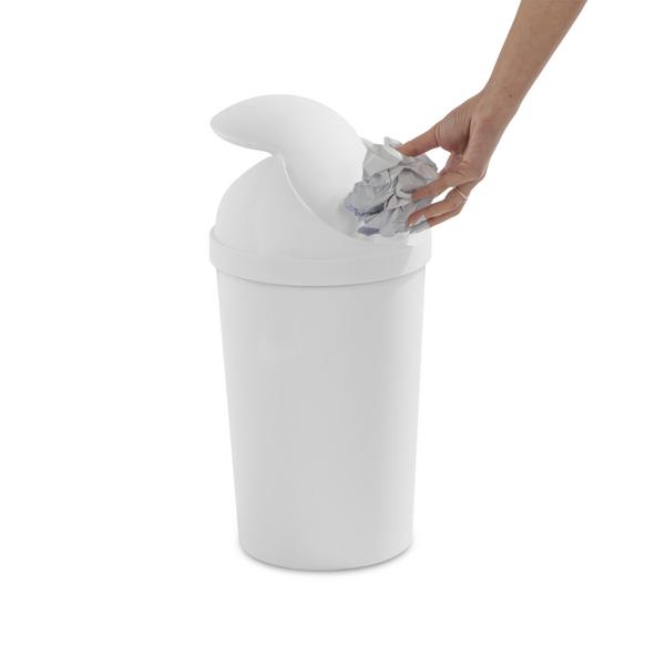 Sterilite 13 Gallon Trash Can, Plastic Swing Top Kitchen Trash Can, White 