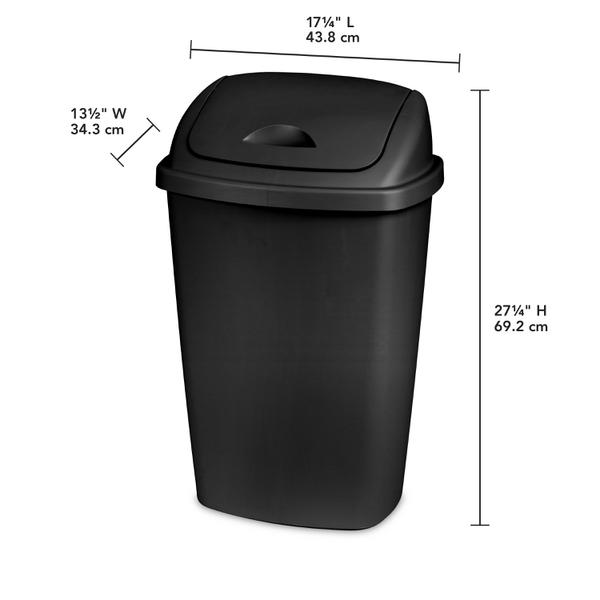 Sterilite - Black 13-Gallon Swing Top Wastebasket