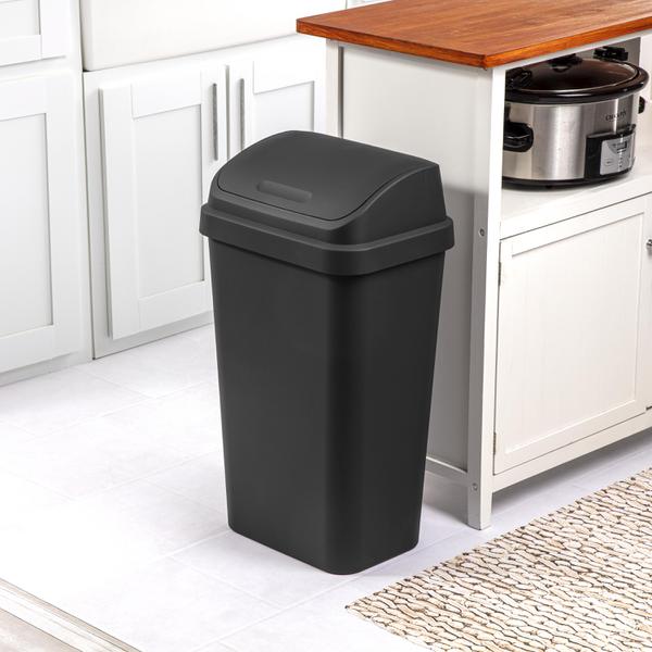 Sterilite 13 Gal Kitchen Swing Top Lidded Wastebasket Trash Can, Black (12  Pack), 1 Piece - Ralphs
