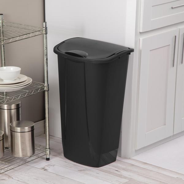 Mainstays 13 Gallon Trash Can, Plastic Swing Top Kitchen Trash Can, Gray 