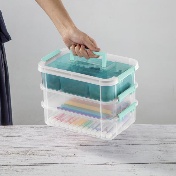 Divided Snack Container 8 Compartment Box Serving Tray with Lid Handle