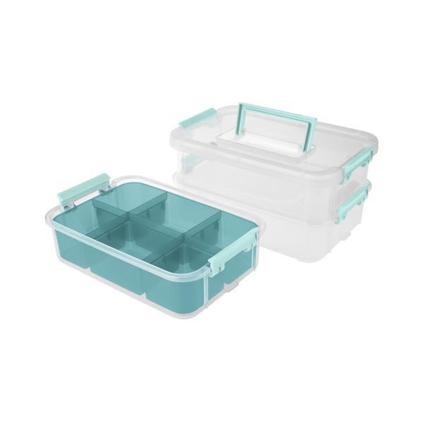 Sterilite 1413 - Stack & Carry 3 Layer Handle Box & Tray Clear 