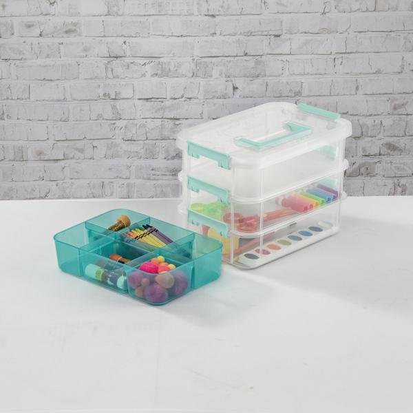 Sterilite 1413 - Stack & Carry 3 Layer Handle Box & Tray Clear 14138606
