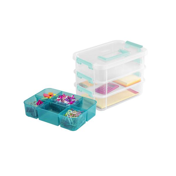 Sterilite Stack & Carry 3-Layer Handle Box And Tray 10 5/8 L X7 1/4 W x 7  5/8 H