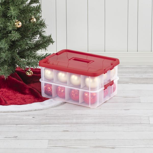 Christmas Plastic Ornament Storage Container / 3 Stackable