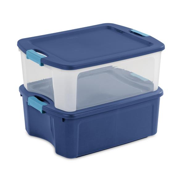 Sterilite 12 Gal Latch and Carry Stackable Storage Bin with Latching Lid, 6  Pack