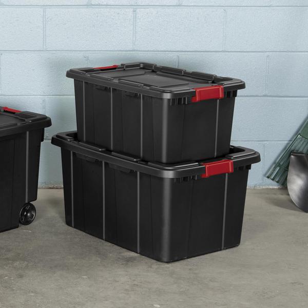 Performax® Industrial 27-Gallon Black Storage Tote with Snap-On