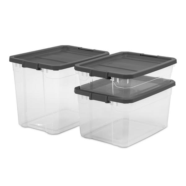 Sterilite 108 Quart Clear Stacker Storage Container Tote w/ Latching Lid, 4 Pack