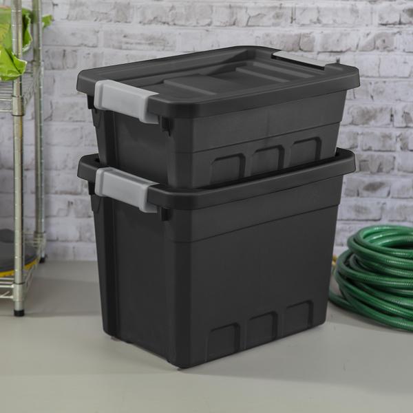 Sterilite 18 Gallon Tuff1 Storage Tote, Stackable Bin with Lid, Plastic  Container to Organize Garage, Basement, Attic, Gray Base and Lid, 6-Pack
