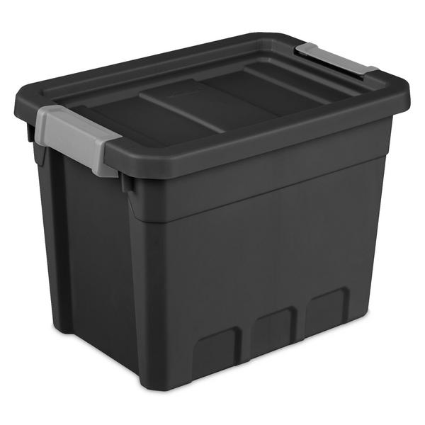 Hyper Tough 12 Gallon Snap Lid Stackable Plastic Storage Bin Container,  Black