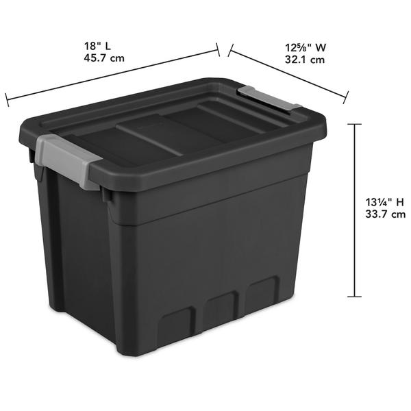 Sterilite 7.5 Gallon Plastic Stacker Tote, Heavy Duty Lidded Storage Bin  Container for Stackable Garage and Basement Organization, Black, 6-Pack