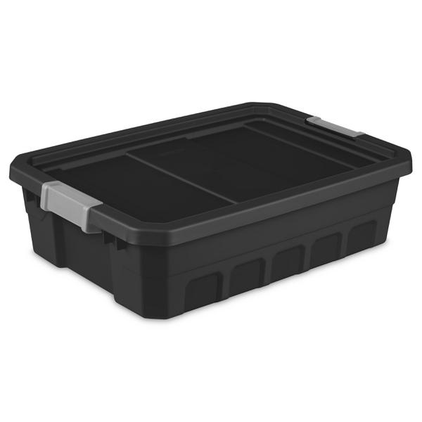 Plastic Heavy Duty Weatherproof 24 Gallon Storage Bins, Black Tool Storage  w Lid