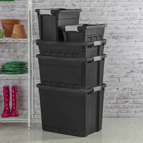 Sterilite 19 Gal Rugged Industrial Stackable Storage Tote with Lid, 12 Pack
