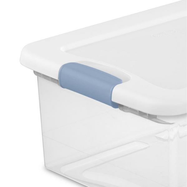 Sterilite 64 Qt Clear Plastic Stackable Storage Bin w/ White Latch
