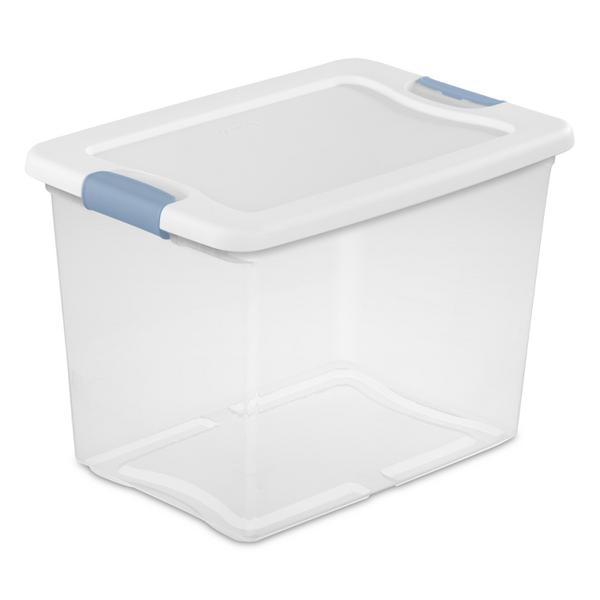Sterilite 4.25 x 8 x 12.25 Inch Small Modern Storage Bin w/ Comfortable  Carry Through Handles & Banded Rim for Household Organization, Clear (16  Pack)