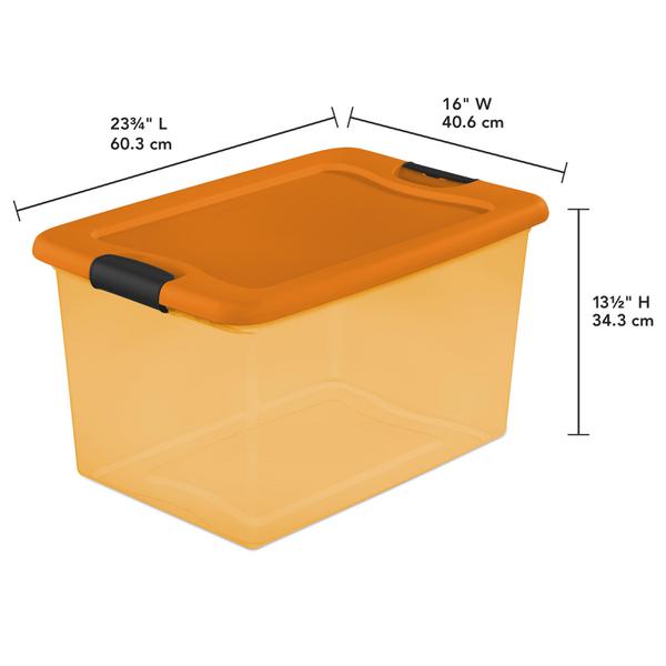 64 Qt. Plastic Storage Containers Box Stackable Tote Bin Lid Organizer 6  Pack