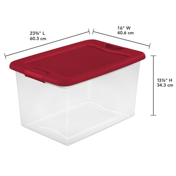 2 Gallon Translucent Red Container - Locking Horizontal Lid
